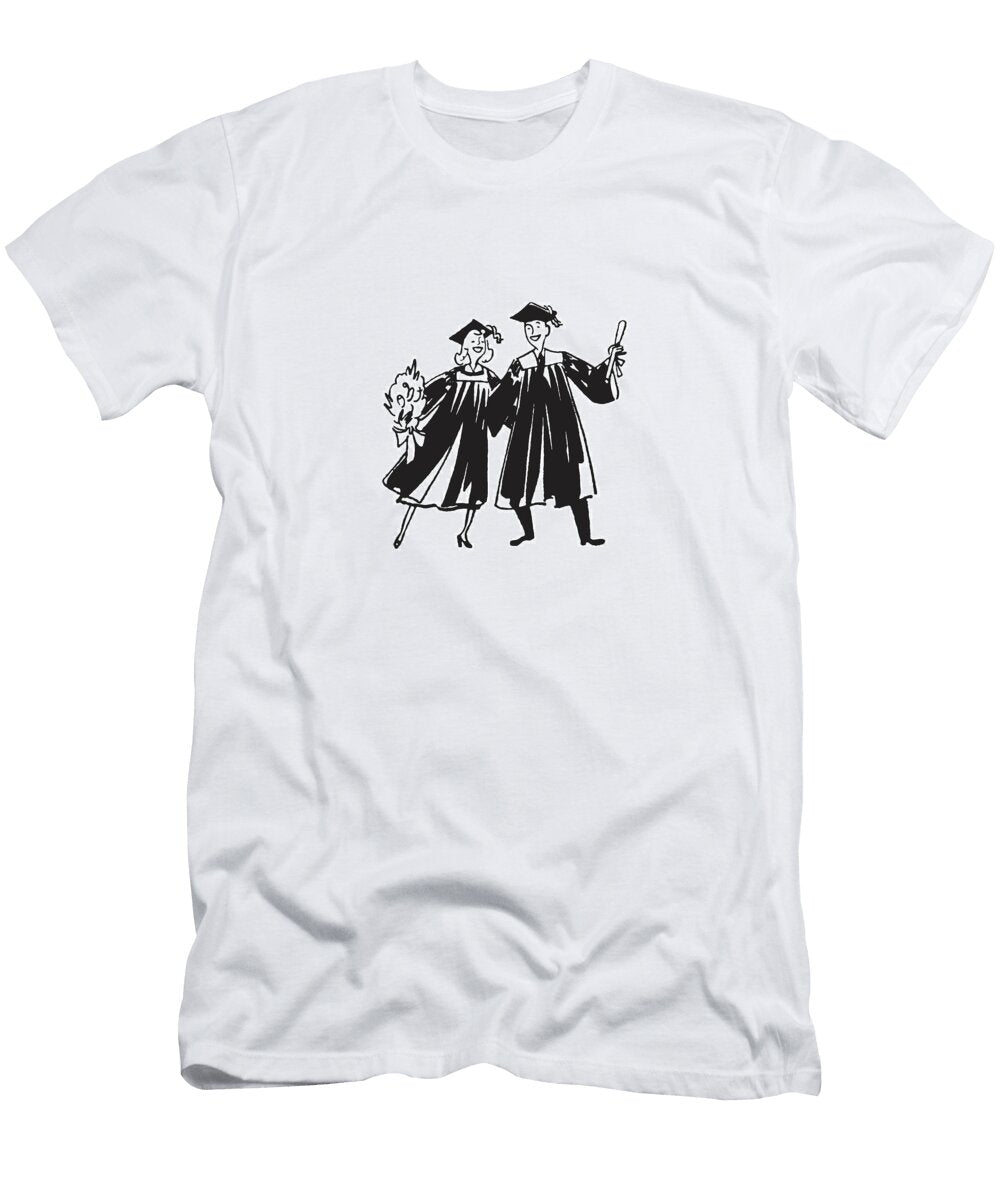 1 Two Graduates with Diploma and Flowers Csa Images T-Shirt