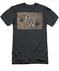 1 Two Silver Steel Carabines on Weathered Wood Background with Co Dorin Puha T-Shirt
