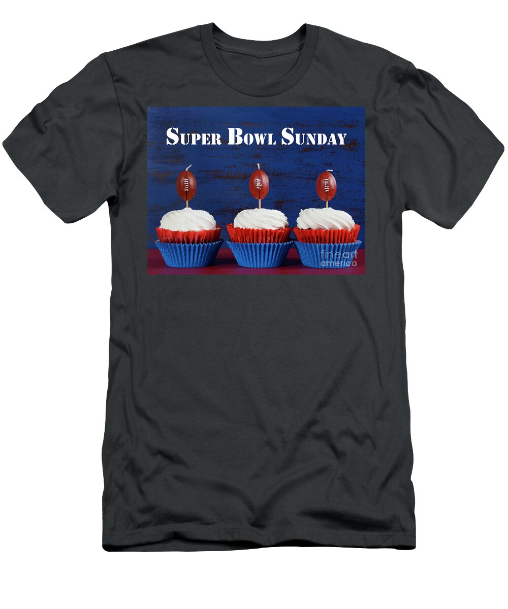 1 USA Theme Cupcakes with Football Candles Milleflore Images T-Shirt