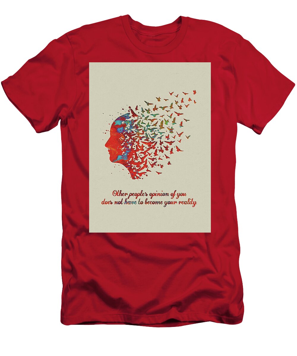 1 Watercolor Free Mind Quote 1 Watercolor Print Flying Birds Quote Meditation Art Yoga Print Psycholog Leith Huber T-Shirt