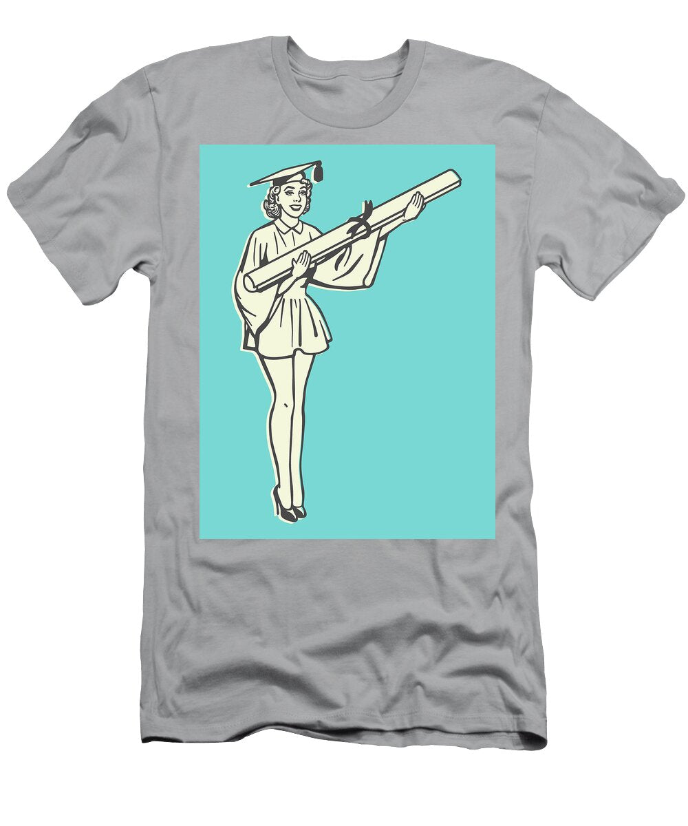 1 Woman Holding Giant Diploma Csa Images T-Shirt