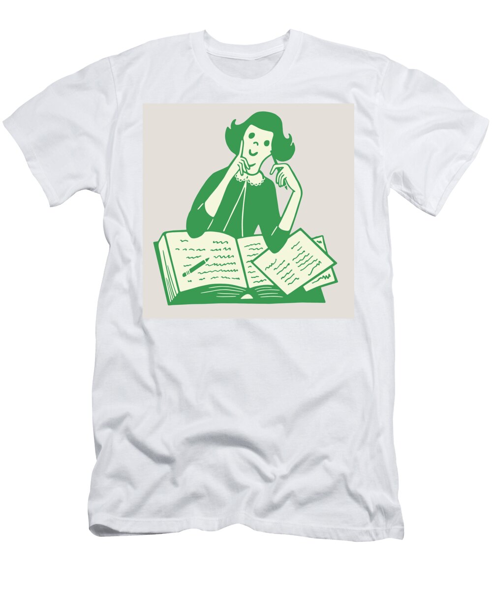 1 Woman with Books Csa Images T-Shirt