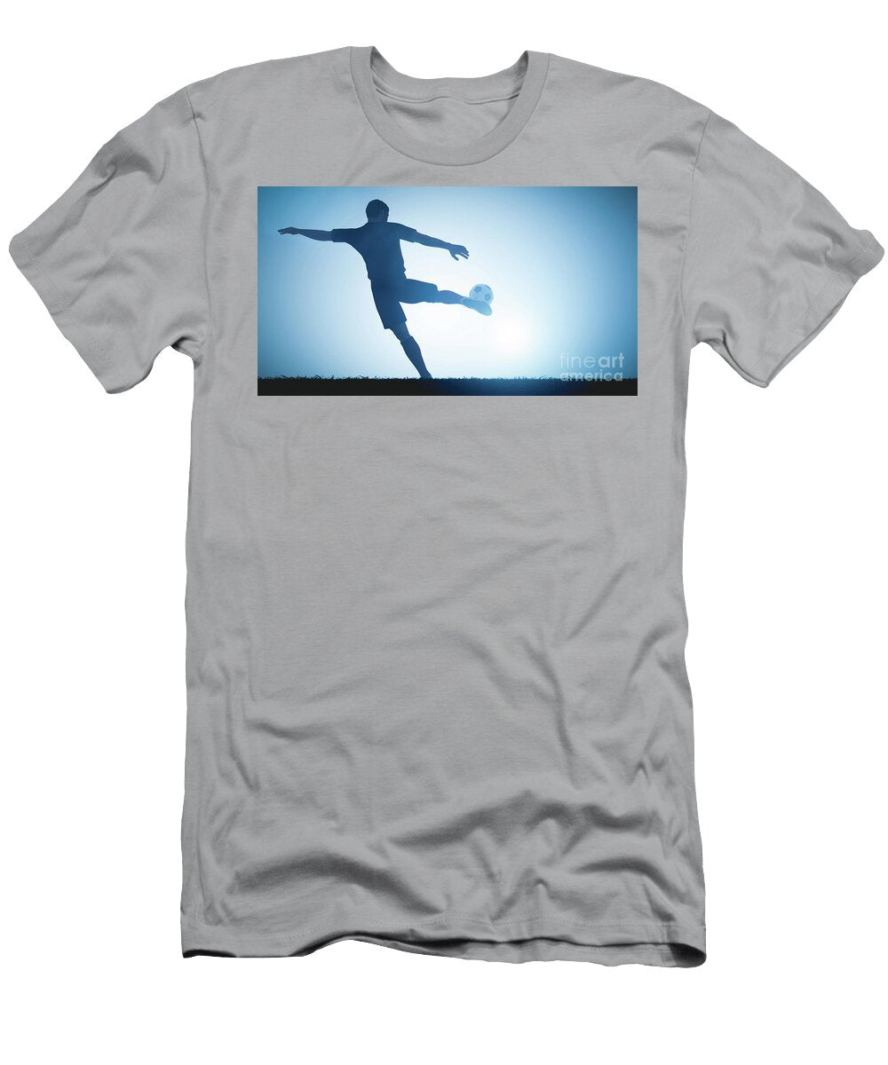 10 Football Soccer Player Shooting a Ball on Goal Michal Bednarek T-Shirt
