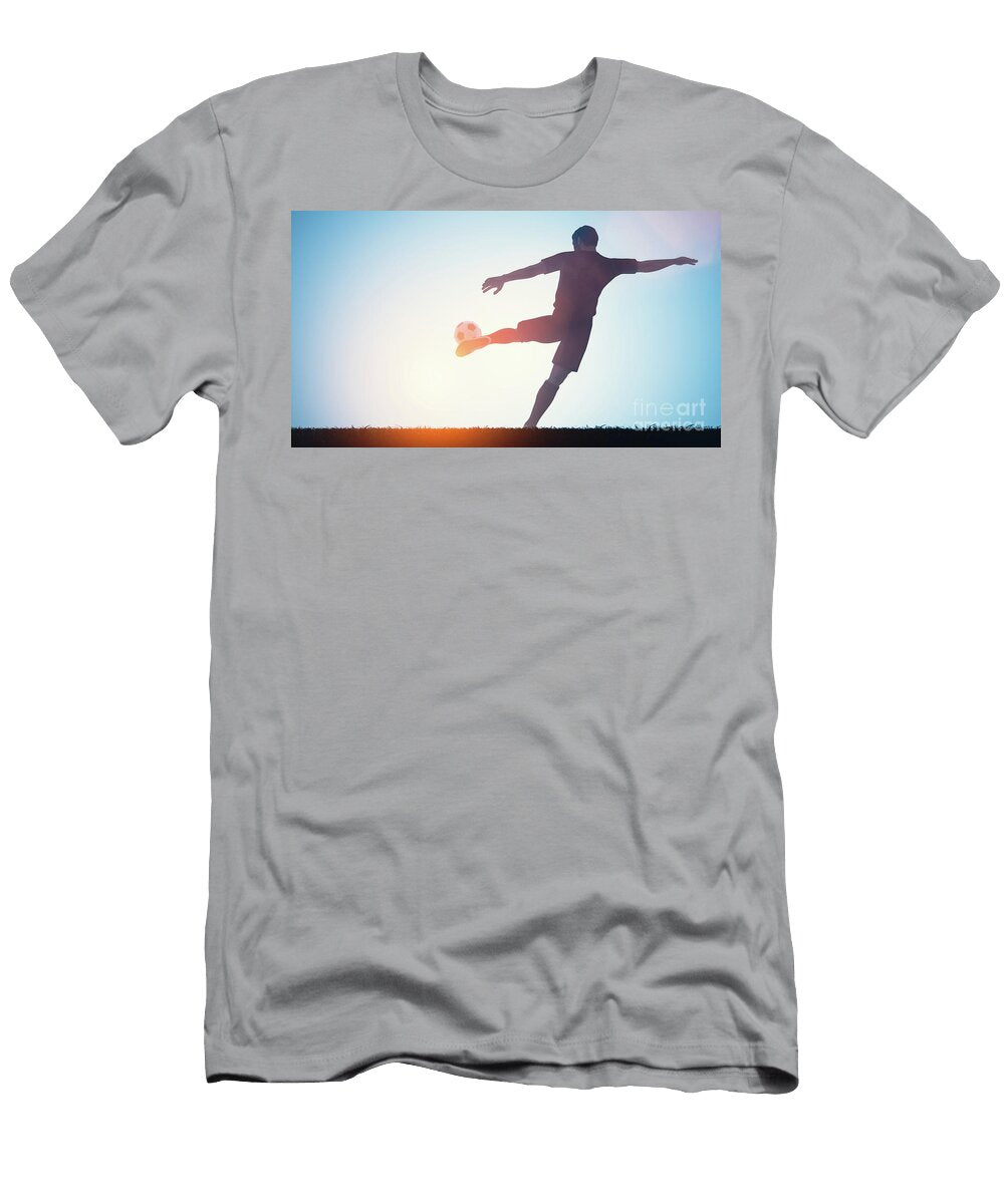 11 Football Soccer Player Shooting a Ball on Goal Michal Bednarek T-Shirt