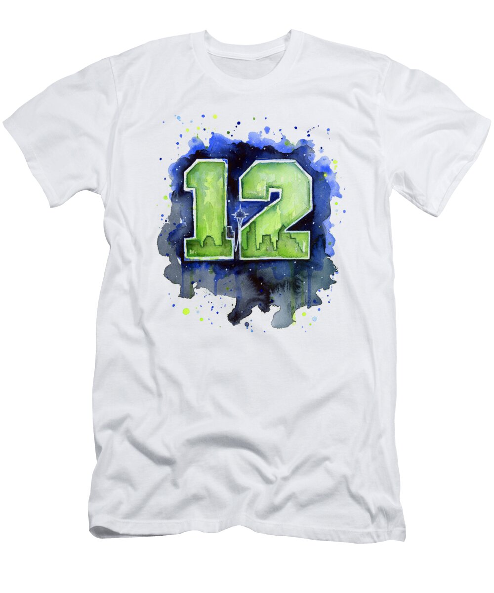 12th Man Seahawks Art Seattle Go Hawks Olga Shvartsur T-Shirt