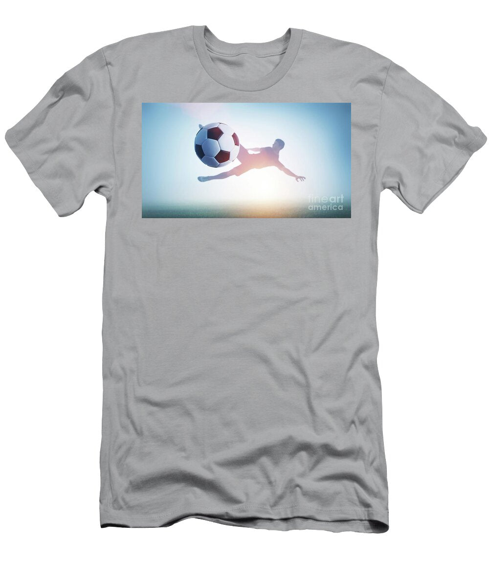 13 Football Soccer Player Shooting a Ball on Goal Michal Bednarek T-Shirt