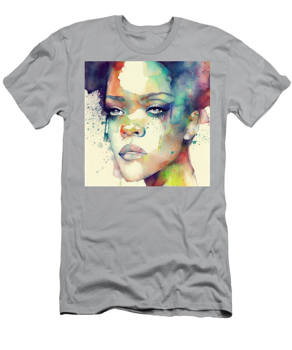 13 Watercolour of Rihanna Smart Aviation T-Shirt