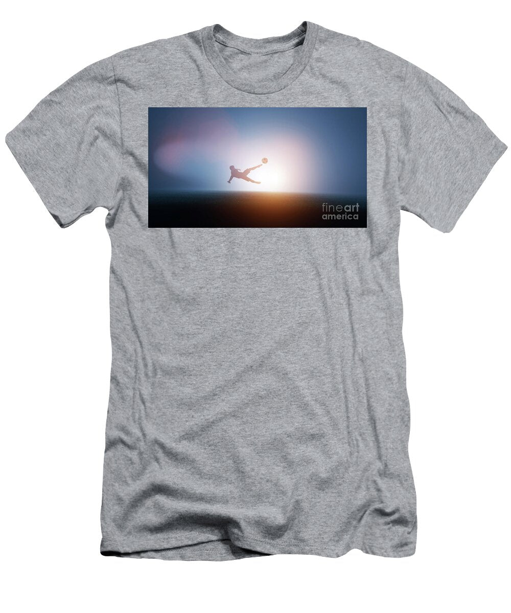 14 Football Soccer Player Shooting a Ball on Goal Michal Bednarek T-Shirt