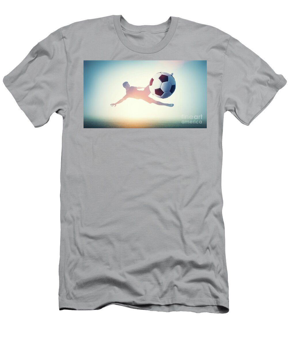 15 Football Soccer Player Shooting a Ball on Goal Michal Bednarek T-Shirt