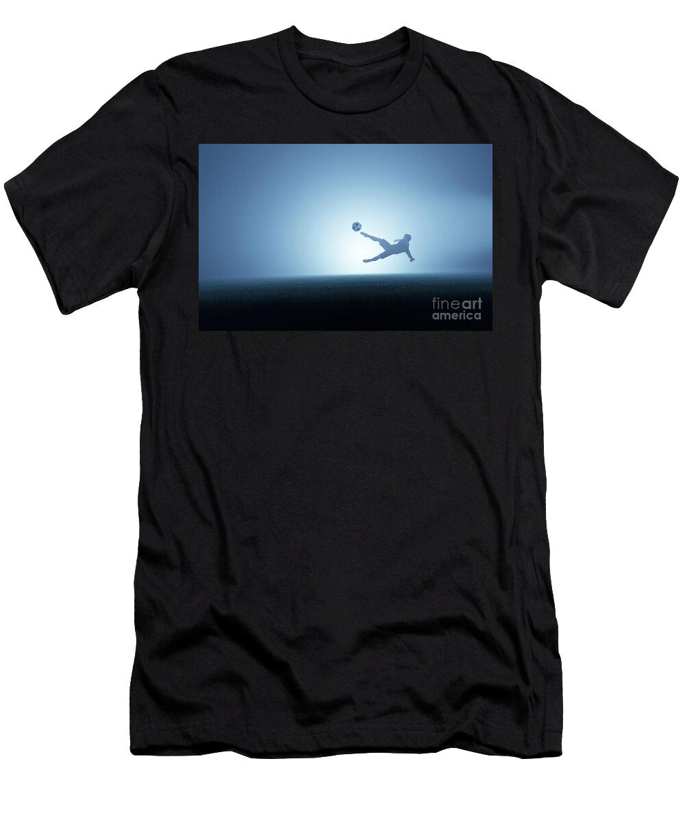 16 Football Soccer Player Shooting a Ball on Goal Michal Bednarek T-Shirt