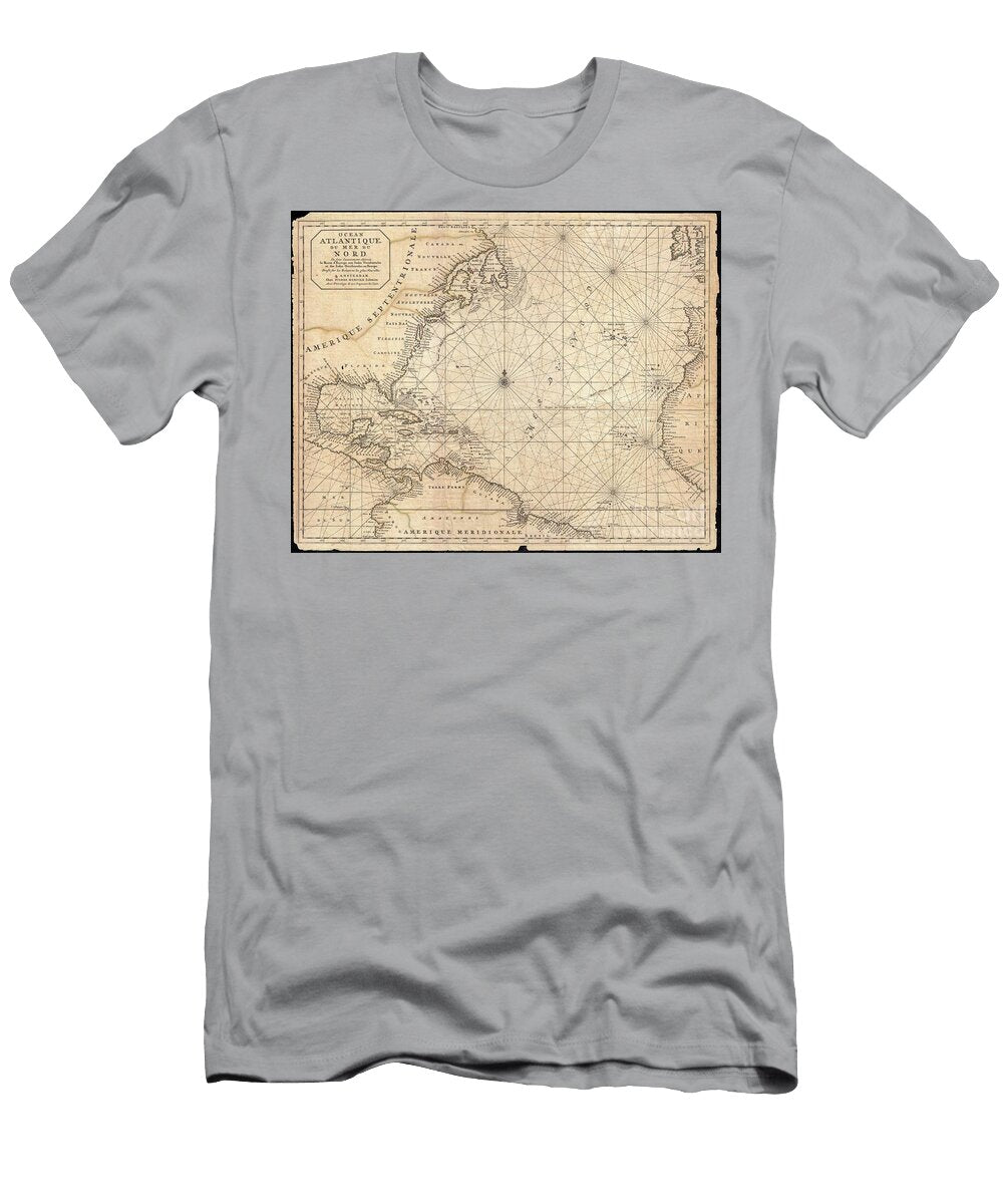 1683 Mortier Map of North America the West Indies and the Atlantic Ocean Paul Fearn T-Shirt