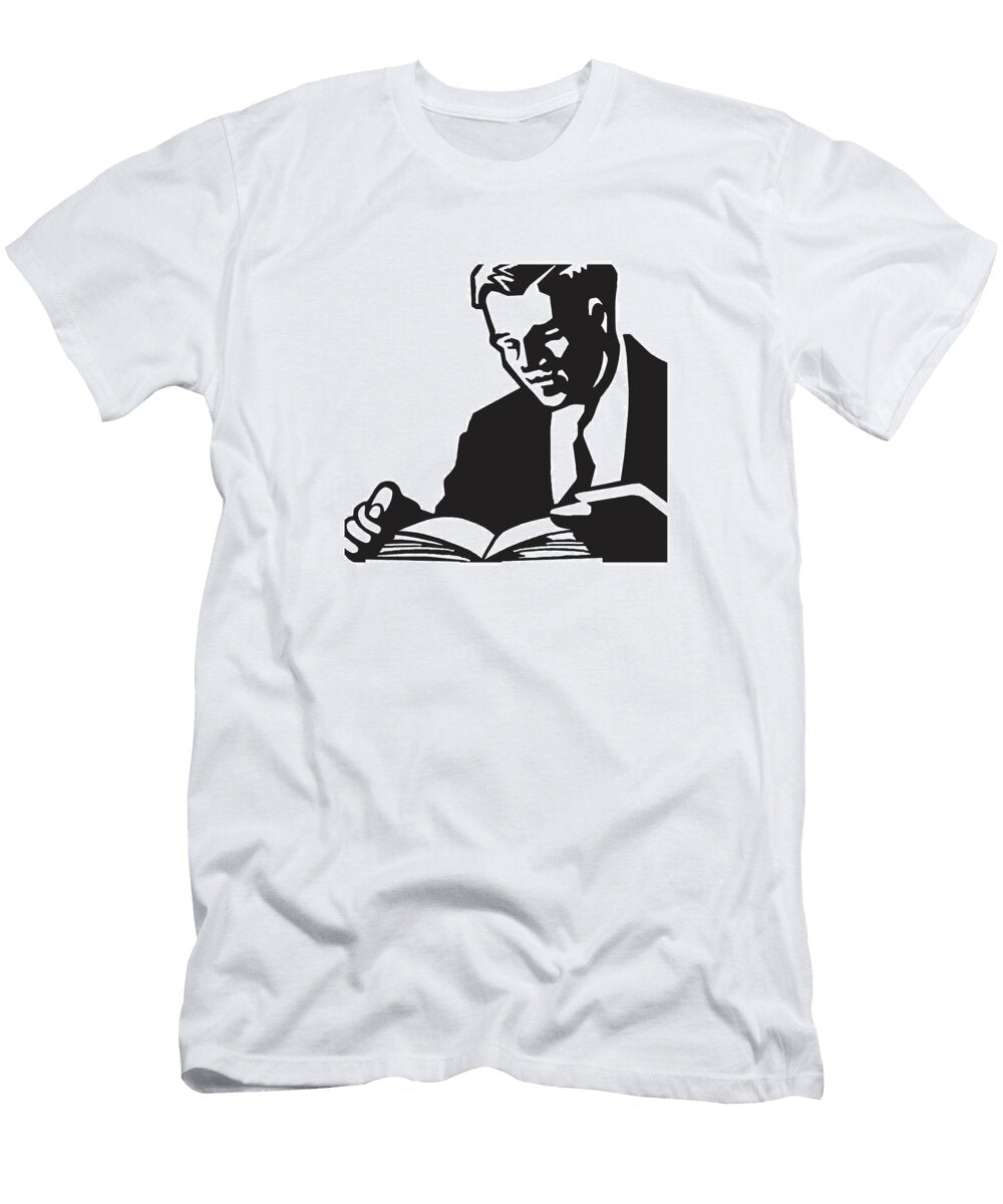 17 Man Reading a Book Csa Images T-Shirt