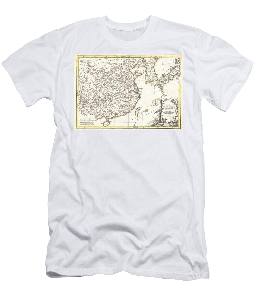 1770 Bonne Map of China Korea Japan and Formosa Paul Fearn T-Shirt