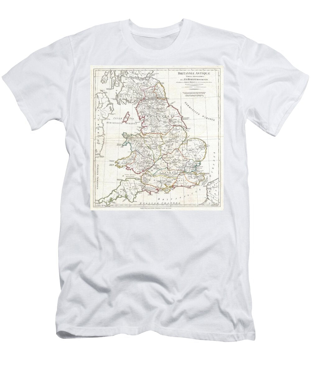 1794 Anville Map of England in Ancient Roman Times Paul Fearn T-Shirt