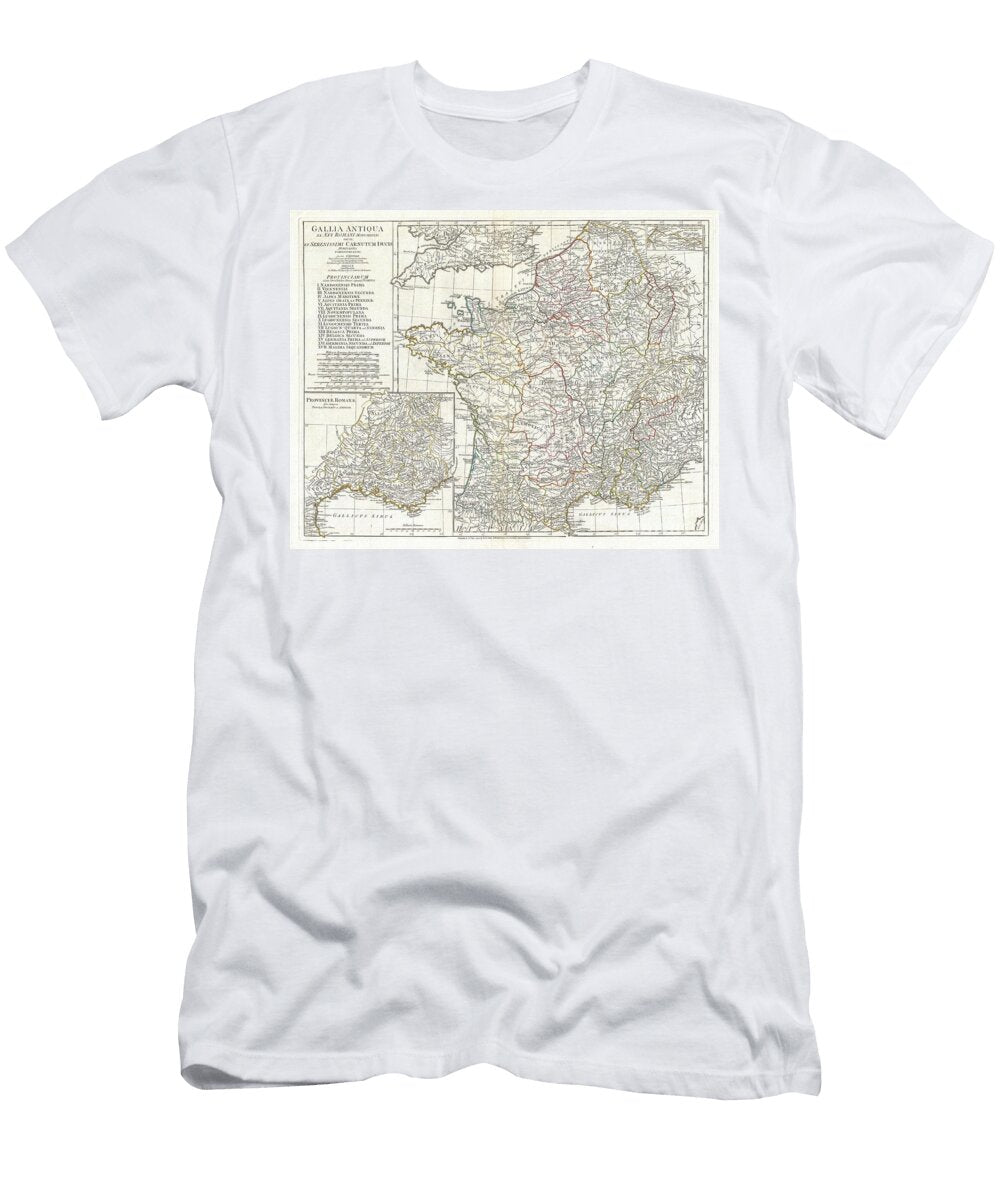 1794 Anville Map of Gaul or France in Ancient Roman Times Paul Fearn T-Shirt