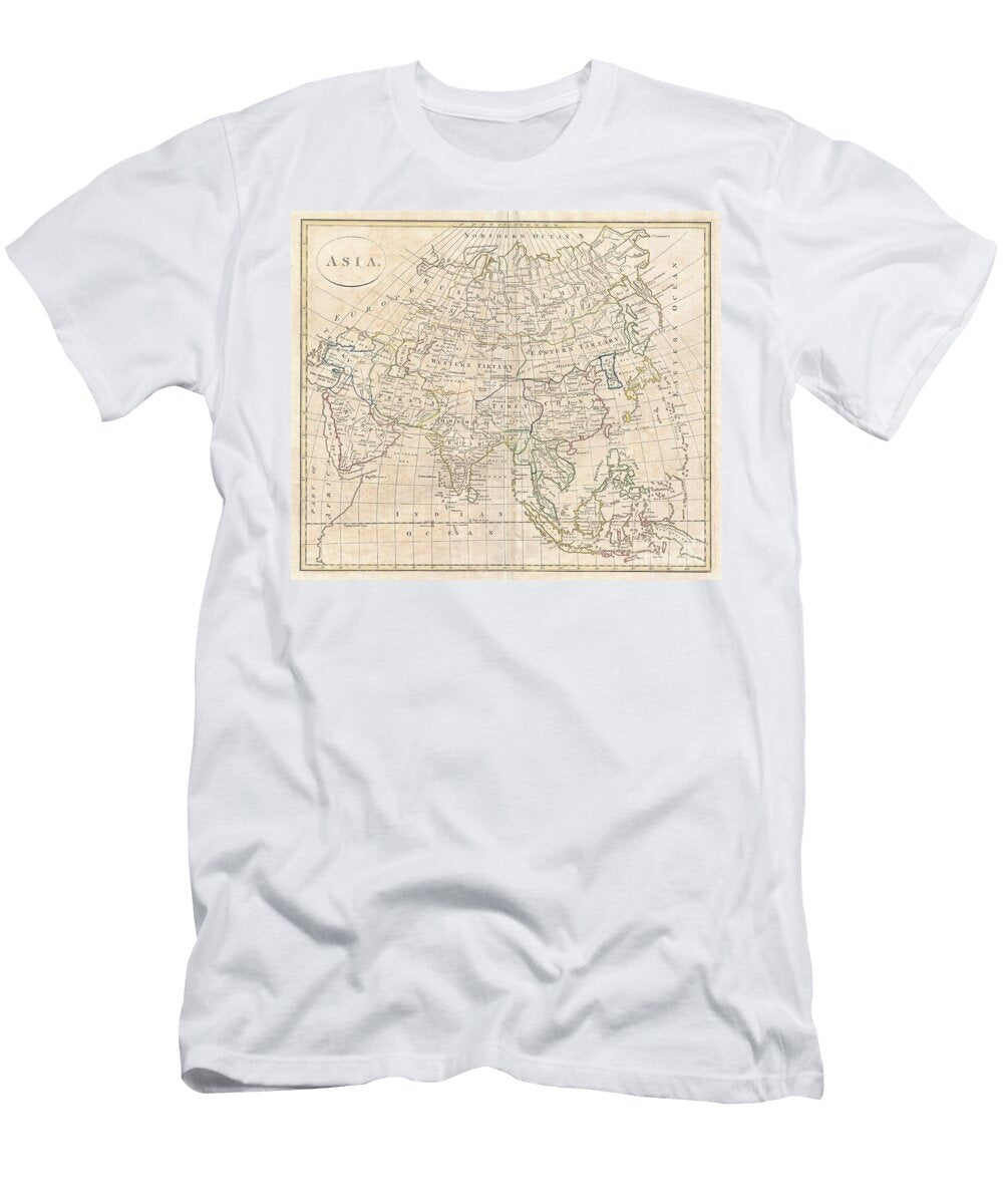 1799 Clement Cruttwell Map of Asia Paul Fearn T-Shirt