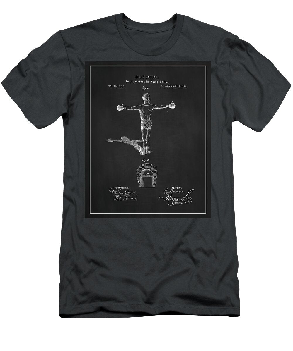 1871 Dumbbell Patent Drawing Dale Kincaid T-Shirt