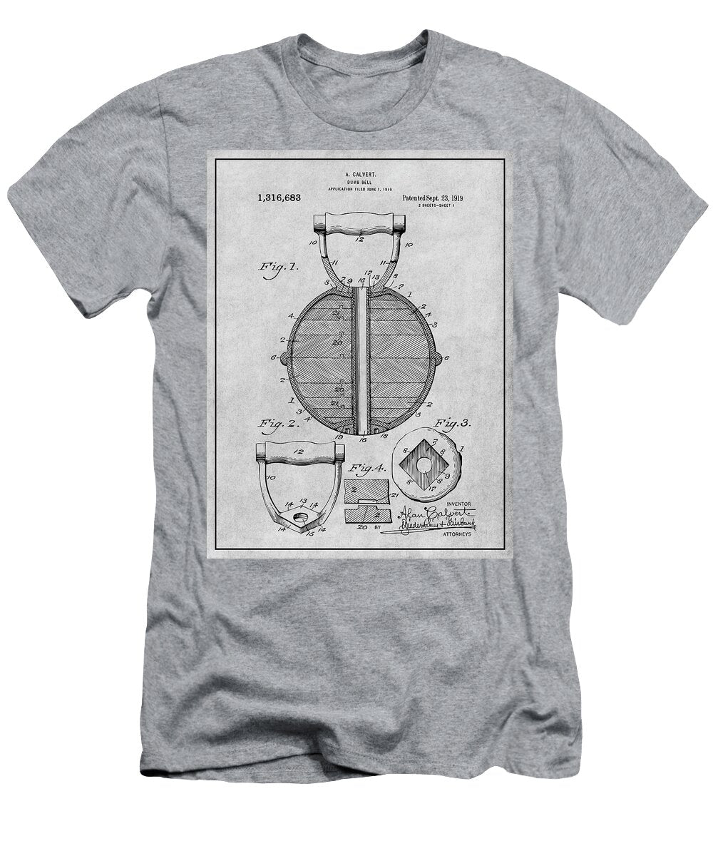1919 Dumb Bell Gray Patent Print Greg Edwards T-Shirt