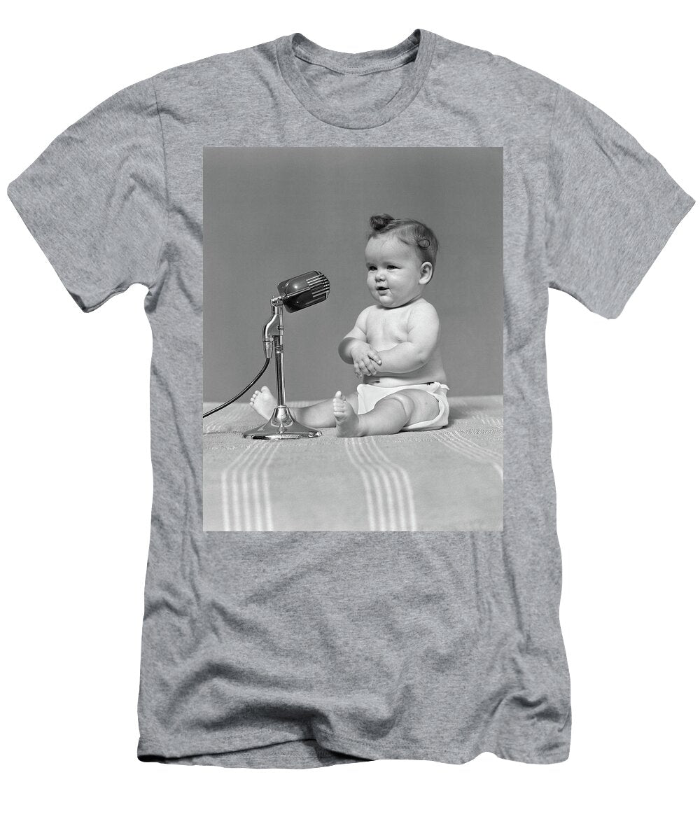 1940s Baby in Diaper with Microphone Vintage Images T-Shirt