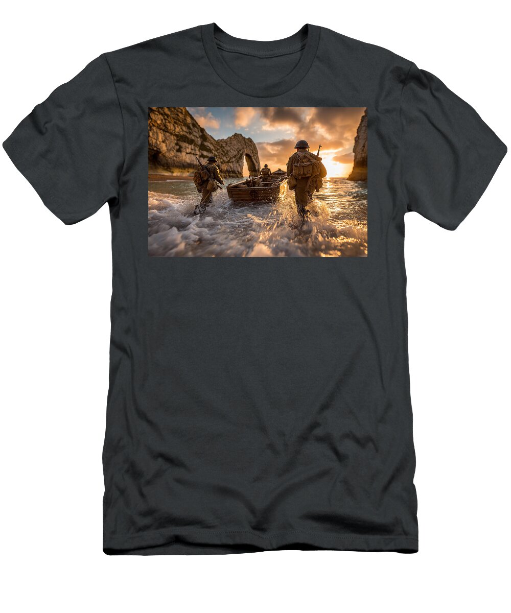 1940s Beach Landing in Action Start Aviation T-Shirt