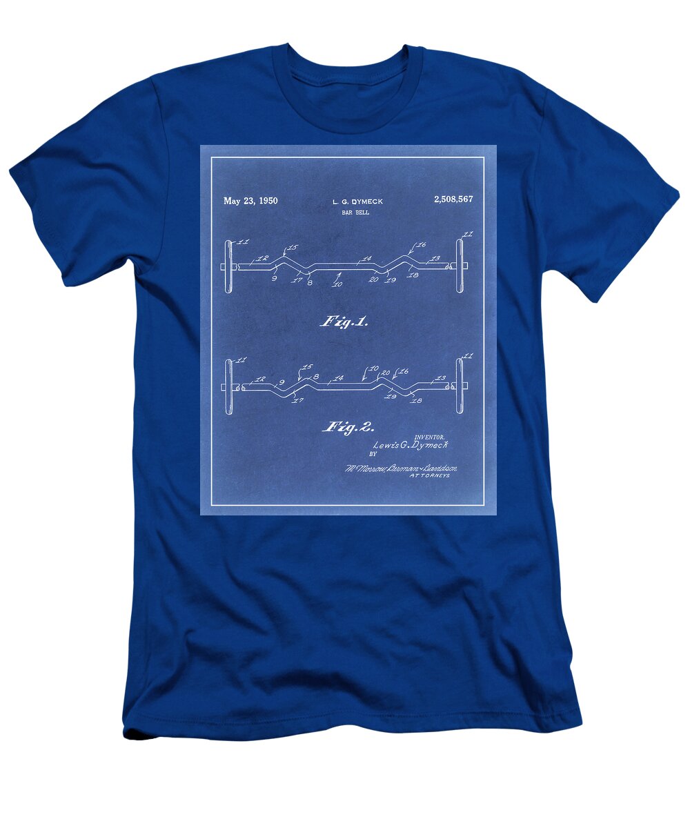 1950 Ergonomic Barbell Patent Blueprint Dale Kincaid T-Shirt