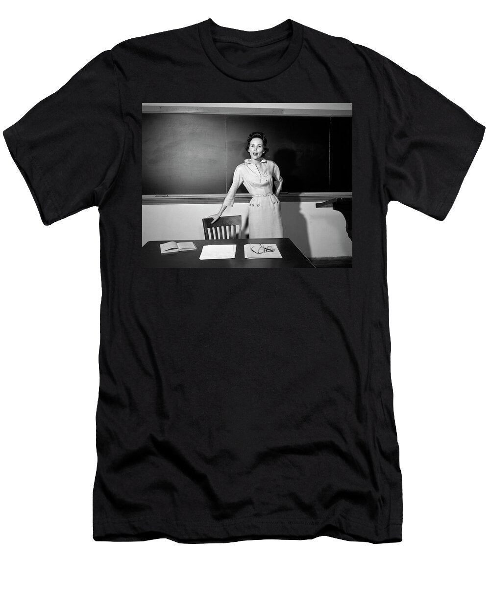 1950s School Teacher Standing in Front Vintage Images T-Shirt