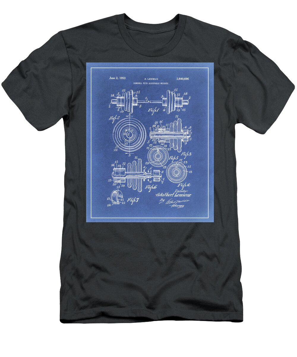 1953 Adjustable Dumbbell Patent Blueprint Dale Kincaid T-Shirt