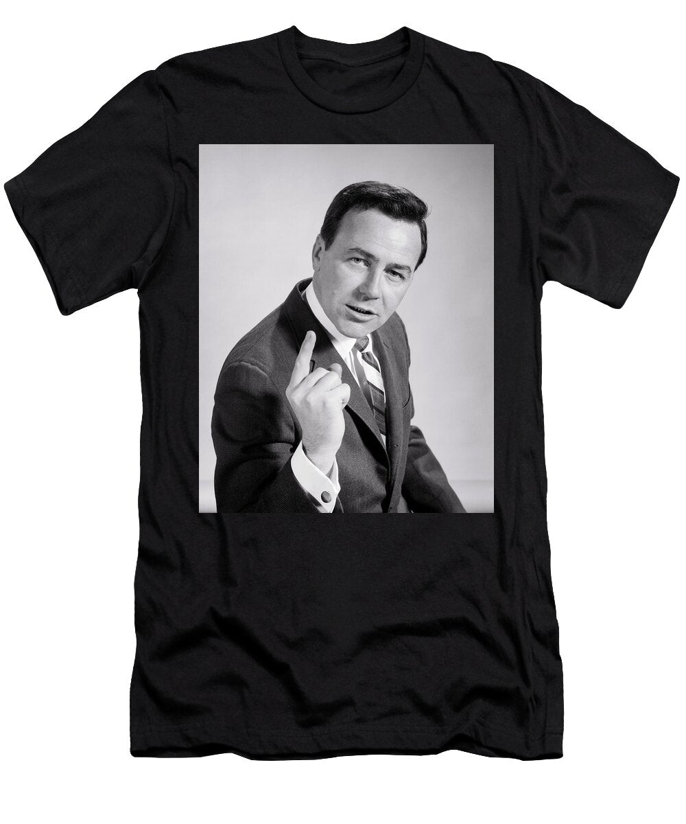 1960s Angry Business Man Pointing Finger Making a Point Expressing an Opinion Looking At Camera Vintage Images T-Shirt