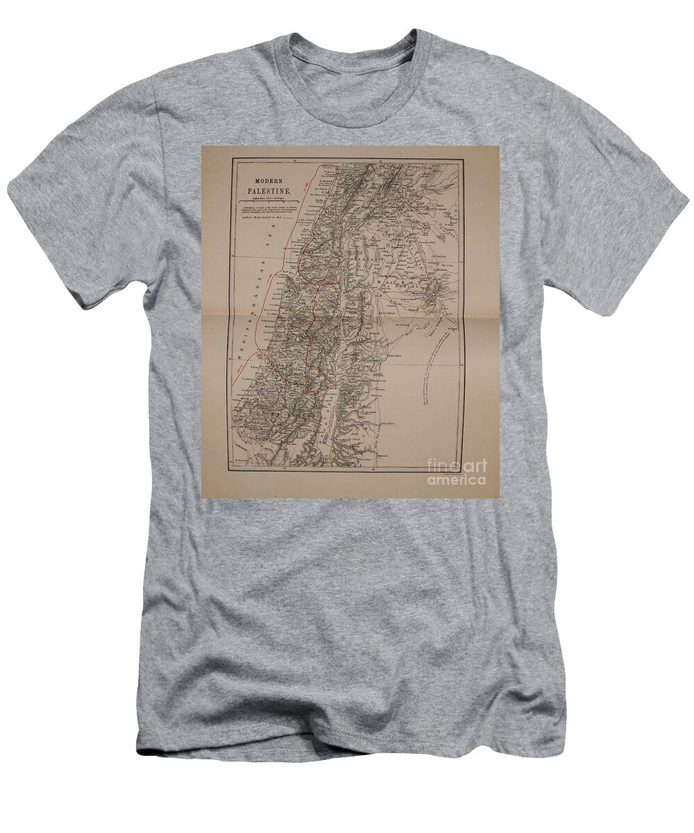 19th Century Map of Palestine A1 Historic Illustrations T-Shirt