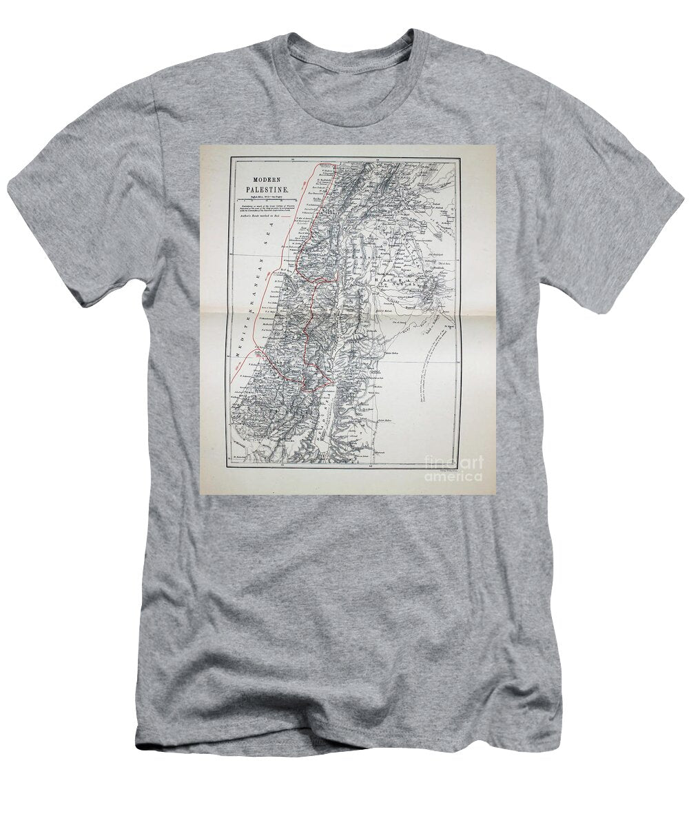 19th Century Map of Palestine A2 Historic Illustrations T-Shirt