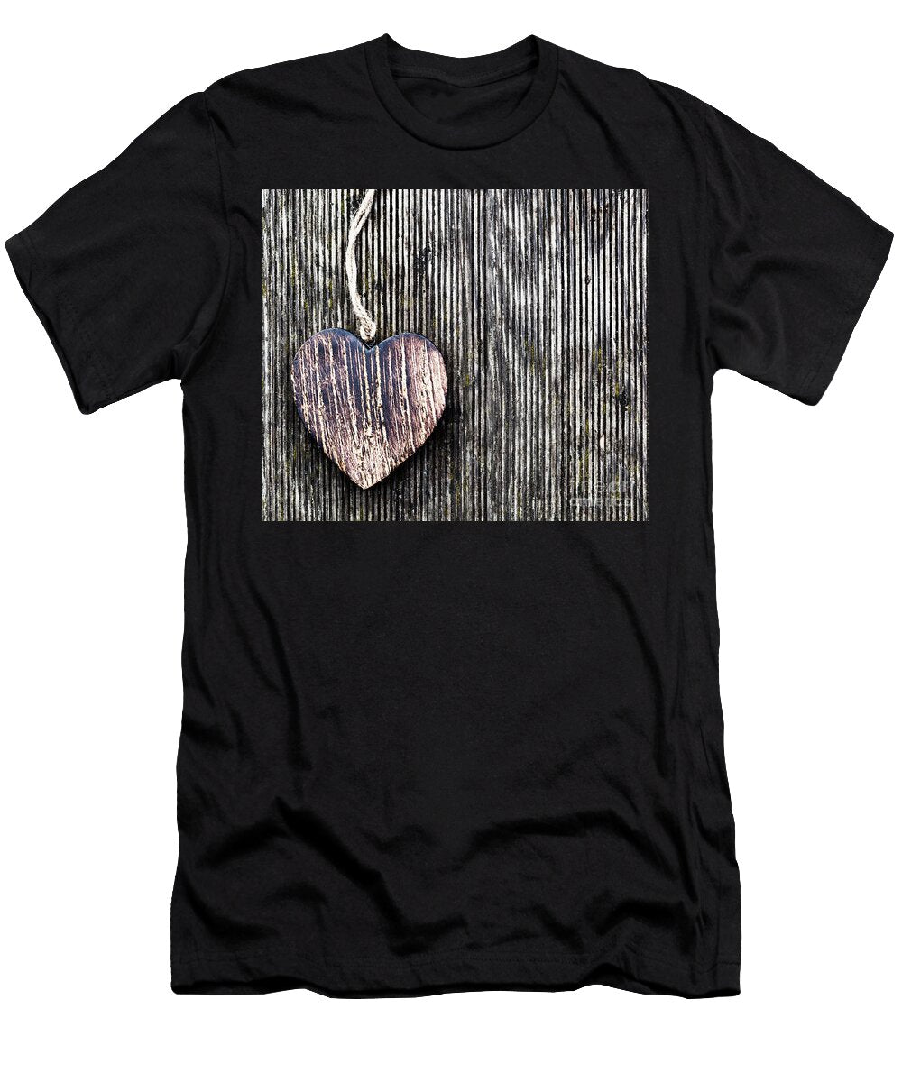 2 a Wooden Vintage Heart on Grunge Wood Planks Michal Bednarek T-Shirt
