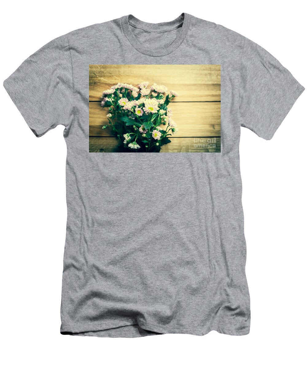 2 Bouquet of Fresh Spring Flowers on Rustic Wood Michal Bednarek T-Shirt