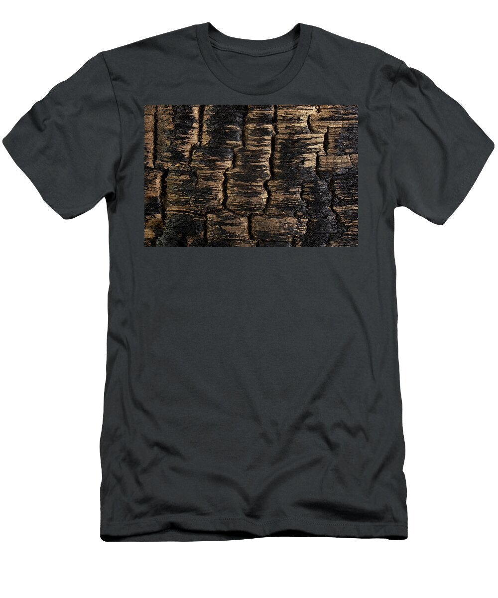 2 Burn Charred Wood Board Black Burned Timber Texture Banner with Dorin Puha T-Shirt