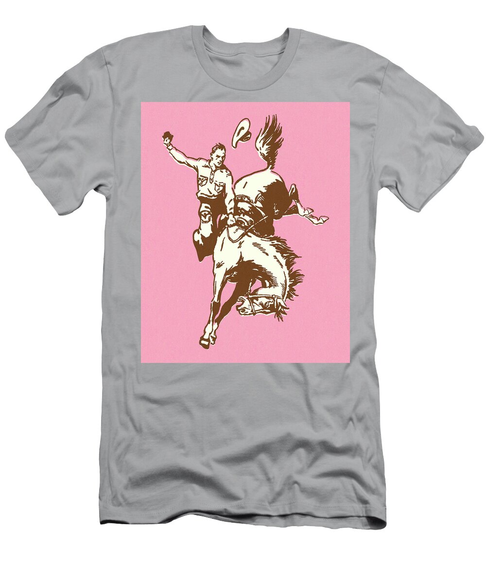 2 Cowboy Riding a Bucking Bronco Csa Images T-Shirt