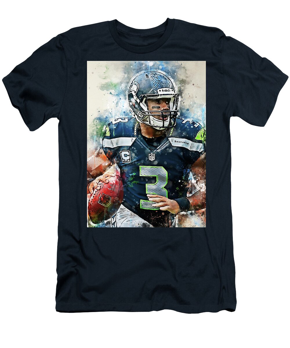 2 Football Art Russell Wilson Russellwilson Russell Wilson Seattle Seahawks Player American Football Wrenn Huber T-Shirt