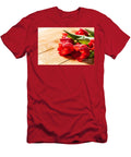 2 Fresh Red Tulip Flowers Bouquet on Wood Michal Bednarek T-Shirt