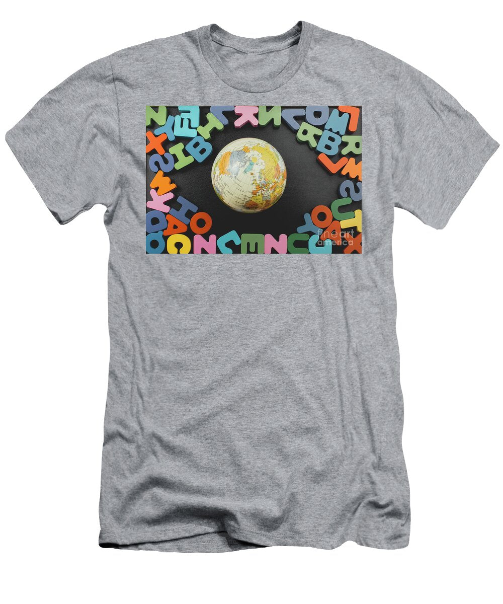 2 Globe and Colorful Letters Made of Wood Turgay Koca T-Shirt