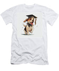 2 Graduated Cartoon Cap on Happy Dog Pavel Shlykov T-Shirt