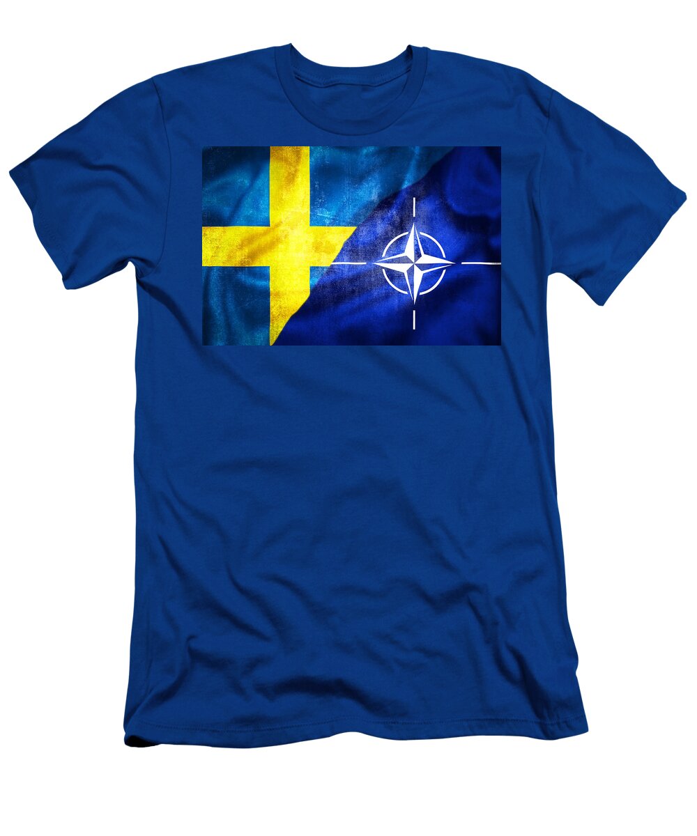 2 Grunge Flags of Sweden and Nato Illustration Brch Photography T-Shirt
