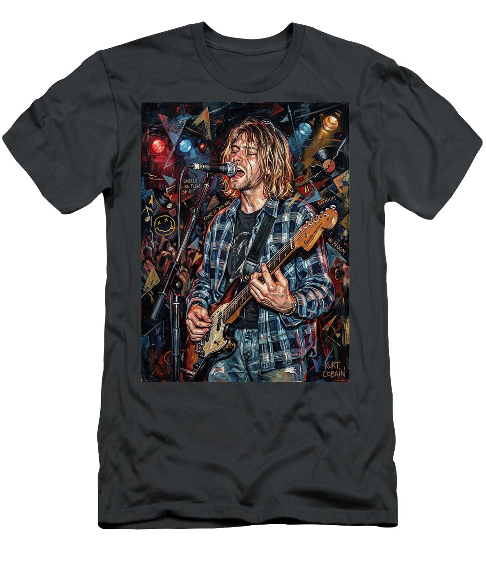 2 Kurt Cobain Abstract Portrait Art of Music Icons Iconic Musicians Legend Painting Sampadart Gallery T-Shirt