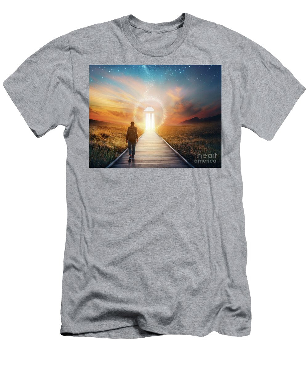 2 Lonely Figure in Cloudy Tunnel Concept of Entrance to the After Turgay Koca T-Shirt