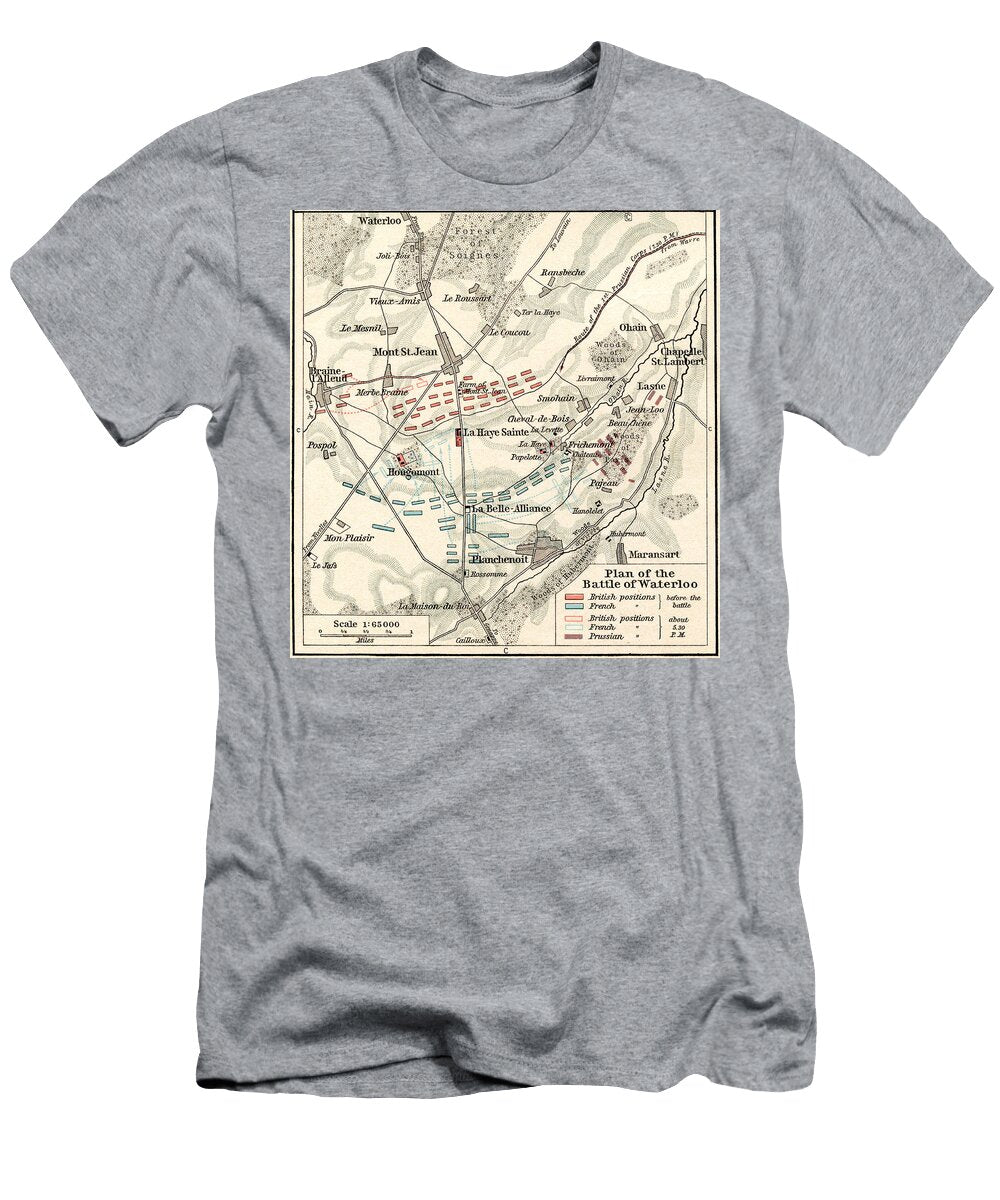2 Map of the Battle of Waterloo English School T-Shirt