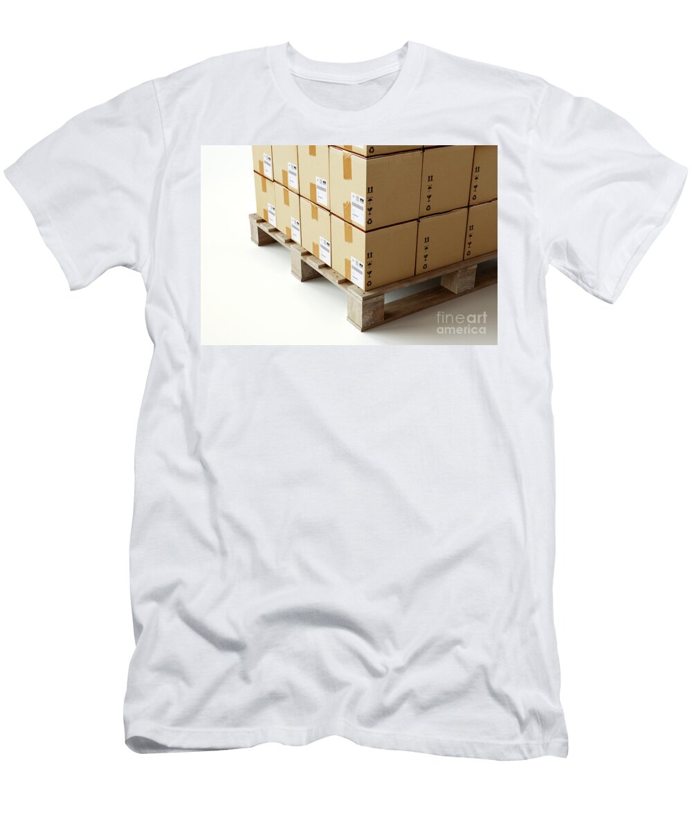 2 Medium Cardboard Box Stack on Wooden Pallet Allan Swart T-Shirt