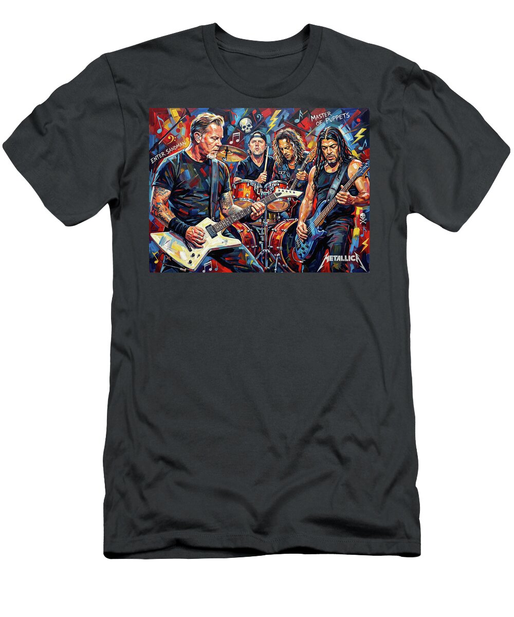2 Metallica Band Abstract Portrait Art of Music Icons Iconic Musicians Legend Paint Sampadart Gallery T-Shirt
