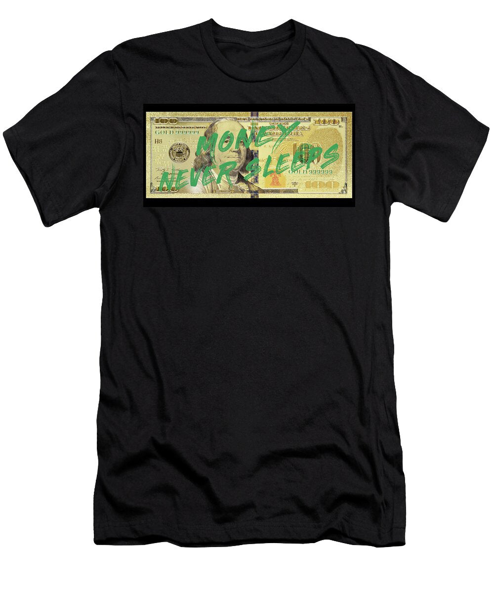 2 Money Never Sleeps Golden Money in Colors and Golden Texture Concept of Investment in the America Vieriu Adrian T-Shirt