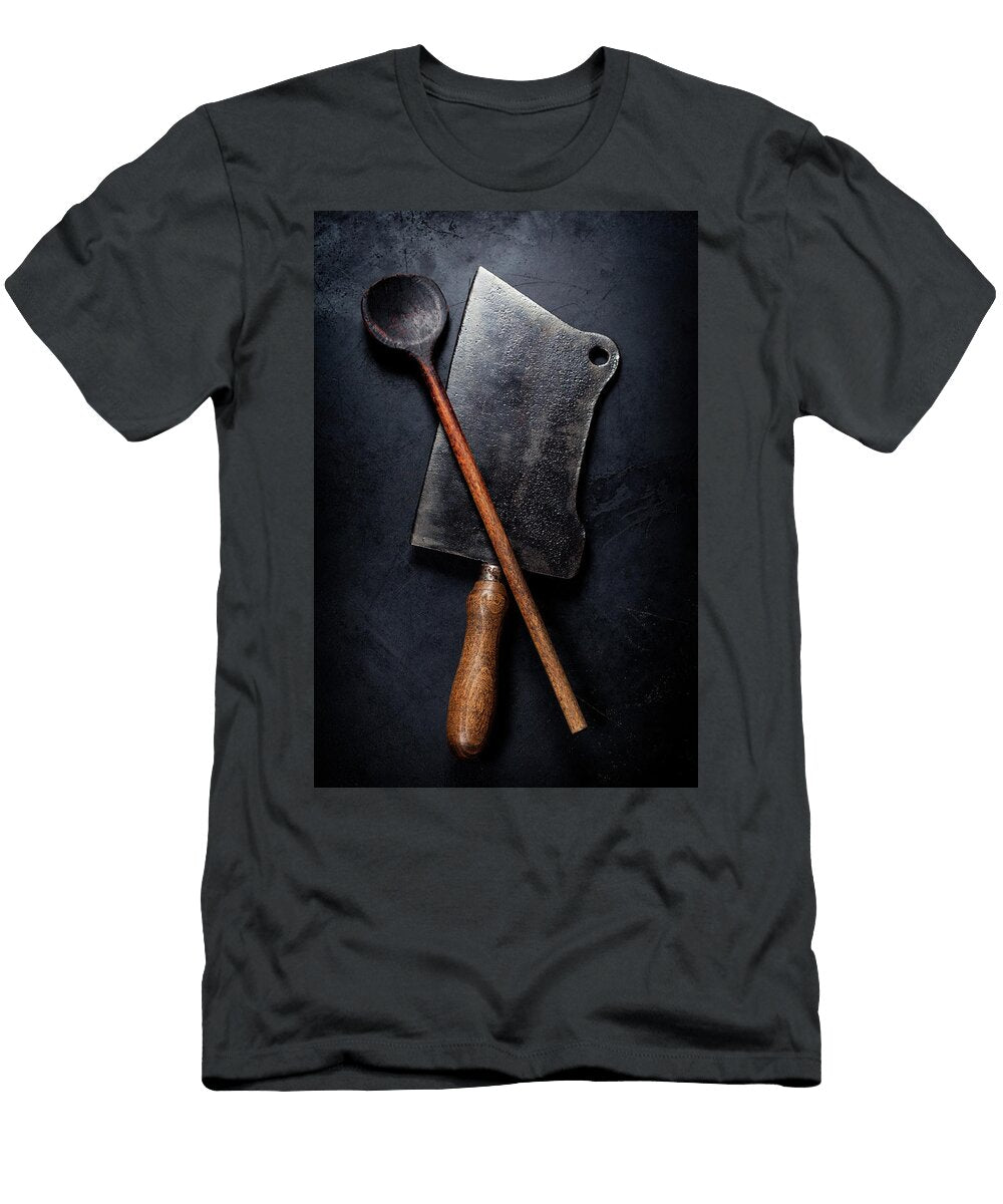 2 Old Wooden Spoon and Meat Cleaver Knife Natalia Klenova T-Shirt