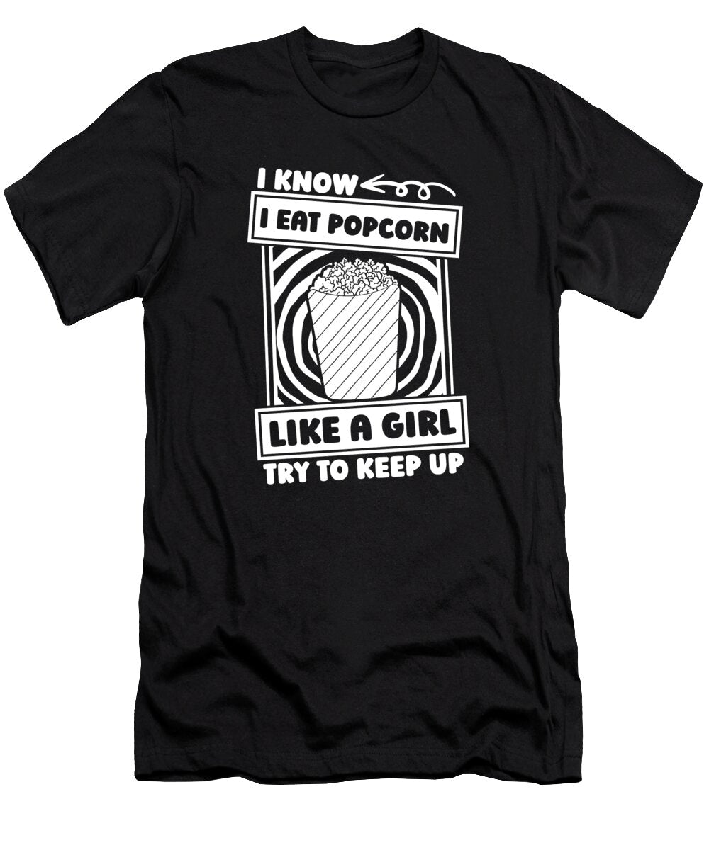2 Popcorn Girl Food Snack Movie Night Popcorn Crazy Squirrel T-Shirt