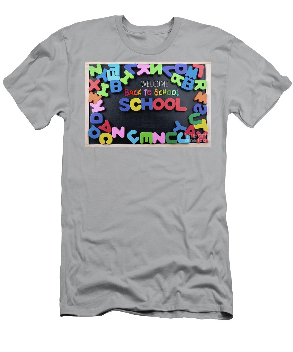 2 Shool Wording and Colorful Letters Made of Wood Turgay Koca T-Shirt