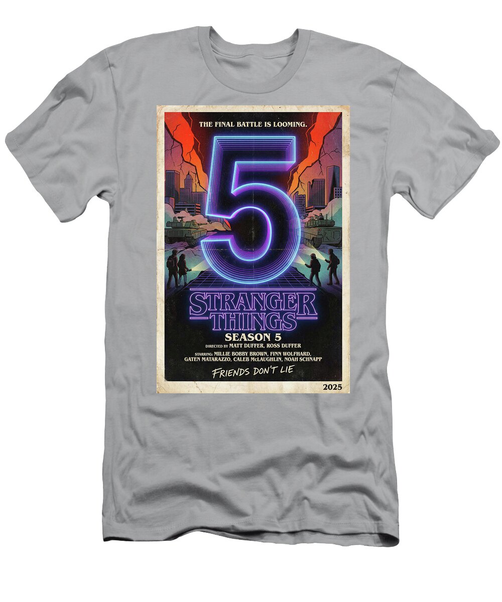 2 Stranger Things Season 5 Minimal Series Poster Vintage Style 1980 Sampadart Gallery T-Shirt