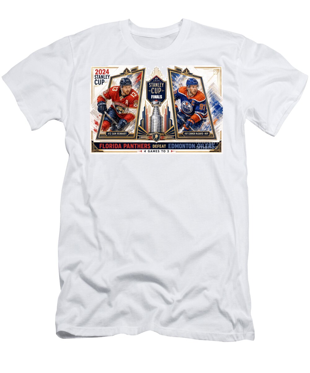 2024 Stanley Cup Florida Panthers Defeat Edmonton Oilers 4 Games to 3 13 Sam Reinhart 97 Connor Robert Williams T-Shirt